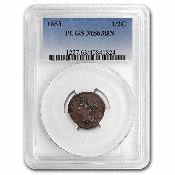 1853 Half Cent MS-63 PCGS (Brown) 1853 Half Cent MS-63 PCGS (Brown)